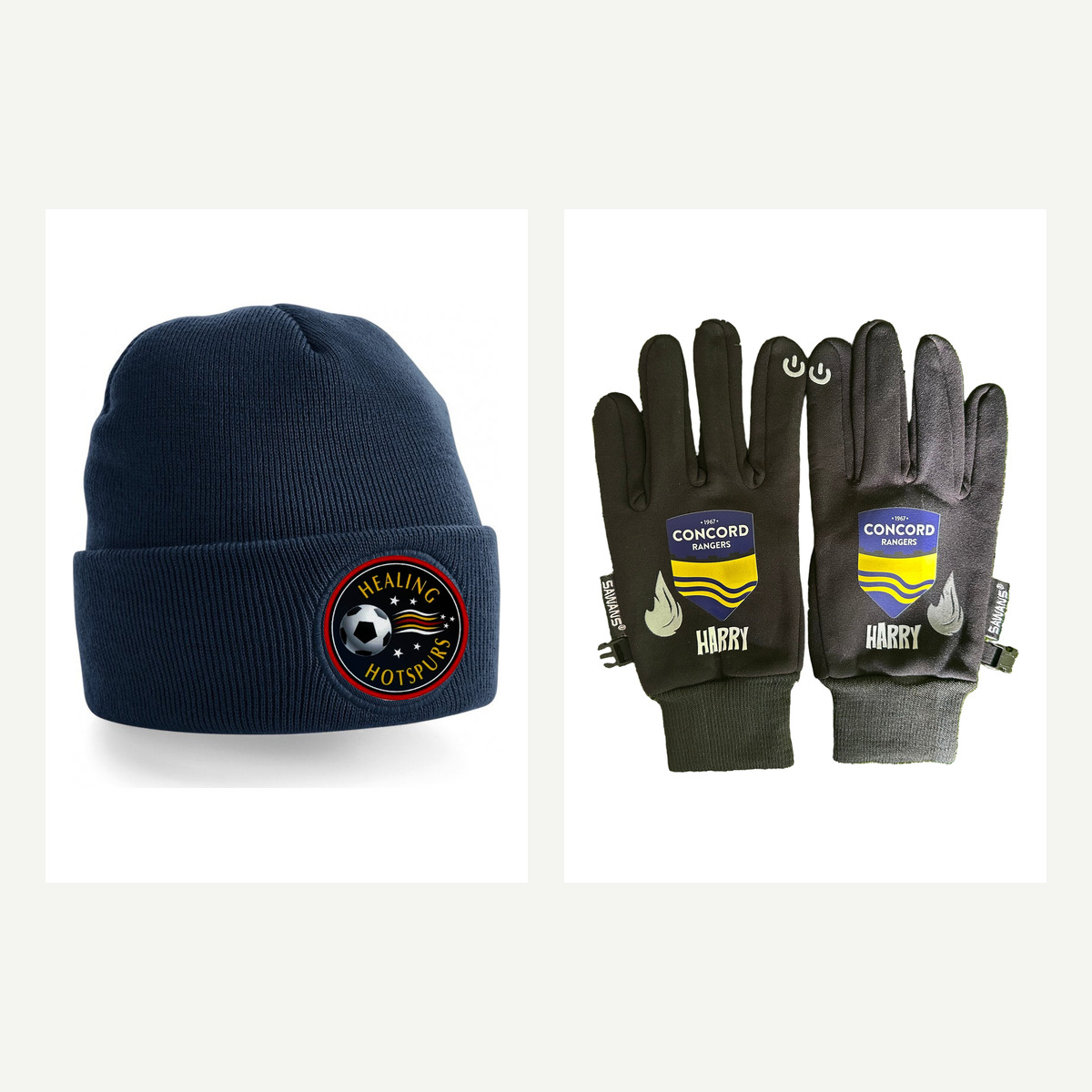 Personalised Football Beanie & Gloves Set